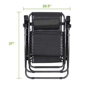 Flex HQ Zero Gravity Chairs Recliner Lounge Patio Chairs Set of 2 Black