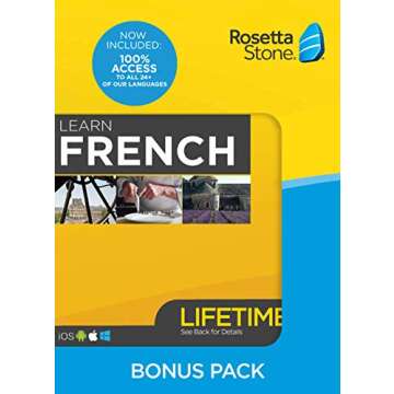 Rosetta Stone Learn French Bonus Pack Bundle| Lifetime Online Access + Grammar Guide + Dictionary Bo...