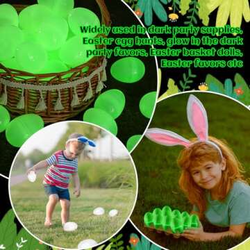 Leyndo 100 Pcs Glow in the Dark Easter Eggs 2.5 Inch Glow Easter Eggs Bulk Kids Glow in the Dark Party Supplies Easter Basket Stuffers Gifts Easter Night Eggs for Filling Candy Treats for Easter