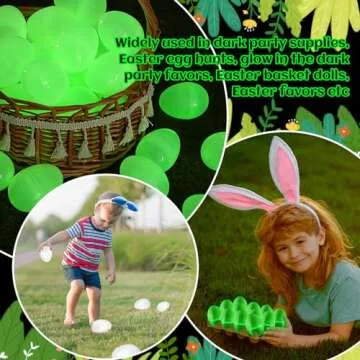 Leyndo 100 Pcs Glow in the Dark Easter Eggs 2.5 Inch Glow Easter Eggs Bulk Kids Glow in the Dark Party Supplies Easter Basket Stuffers Gifts Easter Night Eggs for Filling Candy Treats for Easter