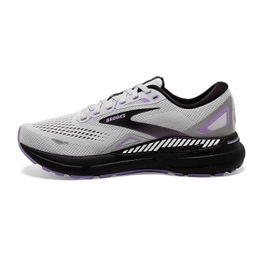 Brooks Women’s Adrenaline GTS 23 Supportive Running Shoe - Grey/Black/Purple - 5 Narrow