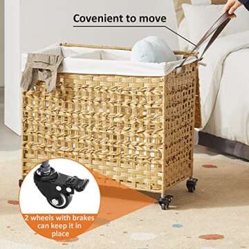 Fiona's Magic 140L Large Laundry Basket with Wheels