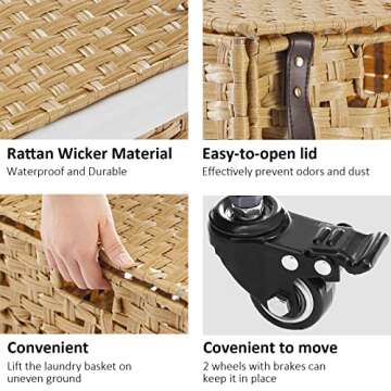 Fiona's Magic 140L Large Laundry Basket with Wheels