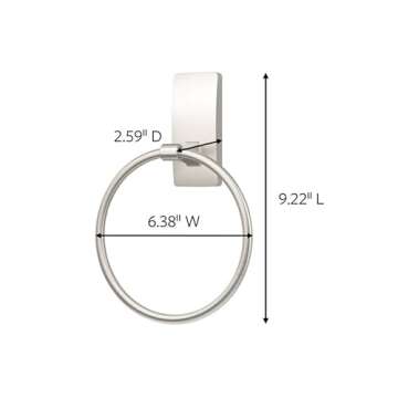 Command Hand Towel Holder Satin Nickel with Water Resistant Command Strips, Rust Resistant Bathroom Organizer, Holds up to 5 lbs, Large