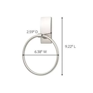 Command Hand Towel Holder Satin Nickel with Water Resistant Command Strips, Rust Resistant Bathroom Organizer, Holds up to 5 lbs, Large