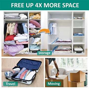 6 Jumbo Vacuum Storage Bags for Space Saving & Travel Organization