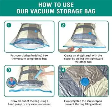 6 Jumbo Vacuum Storage Bags for Space Saving & Travel Organization