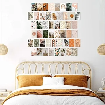Boho Aesthetic Wall Collage Kit Peach Teal Decor Girls Teens
