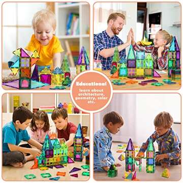 cossy 60 Pcs Magnet Tiles Magnetic 3D Building Blocks Set Educational Construction Toys for 3+ Year ...