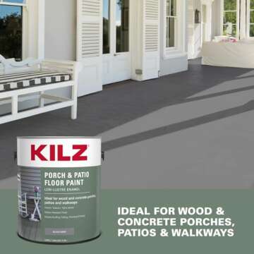 KILZ Low-Lustre Enamel Porch & Patio Latex Floor Paint, Interior/Exterior, Slate Gray, 1 Gallon