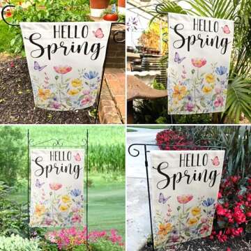 Floral Hello Spring Garden Flag - Double-Sided, Durable Decor