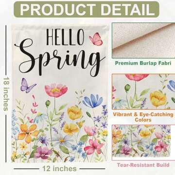 Floral Hello Spring Garden Flag - Double-Sided, Durable Decor