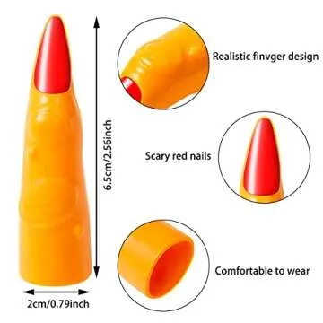 Halloween Witch Fingers 50Pcs Colorful Vampire Martian Fingers Spooky Monster Zombie Fake Finger Nai...