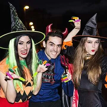 Halloween Witch Fingers 50Pcs Colorful Vampire Martian Fingers Spooky Monster Zombie Fake Finger Nails Prank Props Accessory for Halloween Cosplay Costume Party for Kids Reading Pointers, YEAJOIN