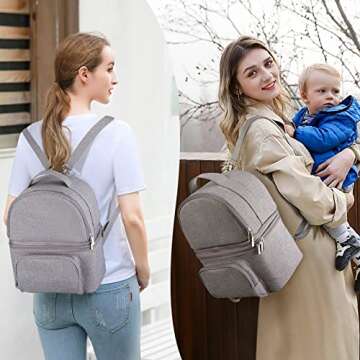 TSRETE Breast Pump Bag, Breastmilk Cooler Bag with Ice Packs, Double Layer Detachable Baby Bottle Bag for Working & Traveling Breastfeeding Moms