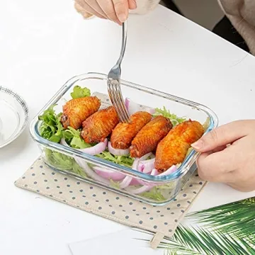 C CREST Glass Meal Prep Containers, [10 Pack] Glass Food Storage Containers with Lids, Airtight Glass Bento Boxes, BPA Free & Leak Proof (10 Lids & 10 Containers)