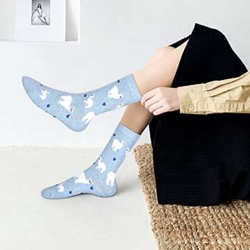 Benefeet Sox Womens Novelty Funny Crew Socks Girls Cute Llama Socks Colorful Vintage Flower Patterned Designed Socks Silly Cartoon Animal Dress Socks Ladies Ankle Socks Christmas Gifts(Alpaca-5Pack)