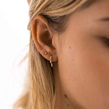 MEVECCO Gold Hoop Earrings for Women 18K Gold Plated Cubic Zircon Hoop Huggies Spike Earrings Handma...