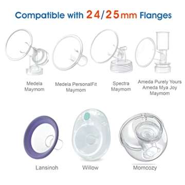 Maymom Flange Inserts 21mm (Long) Compatible with Medela 24mm PersonalFit Shield, Spectra 24mm, Freemie 25mm Cup, Willow 24 mm Cup, Compatible with Momcozy Wearable 24mm Cup (S9, S10, S12); 2pc/pk