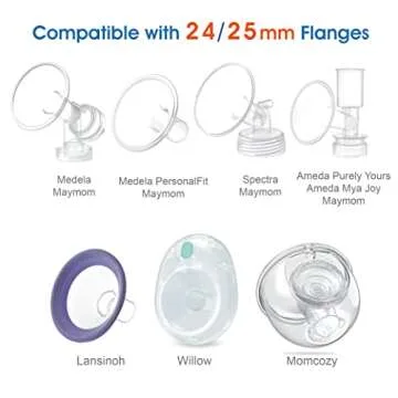Maymom Flange Inserts 21mm (Long) Compatible with Medela 24mm PersonalFit Shield, Spectra 24mm, Freemie 25mm Cup, Willow 24 mm Cup, Compatible with Momcozy Wearable 24mm Cup (S9, S10, S12); 2pc/pk