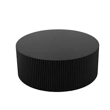 Stylish BSYEIO Black Round Drum Coffee Table - Modern Design