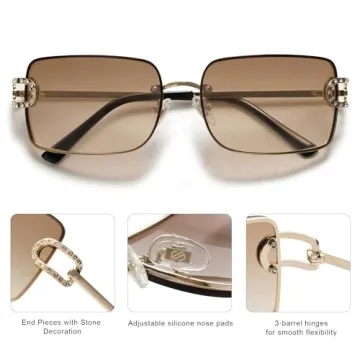 SOJOS UV400 Vintage Y2K Rectangle Sunglasses for Women