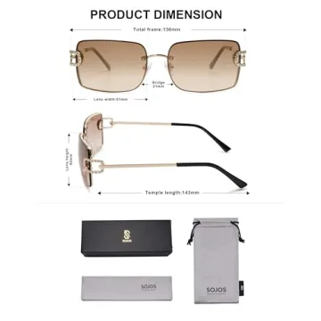 SOJOS UV400 Vintage Y2K Rectangle Sunglasses for Women