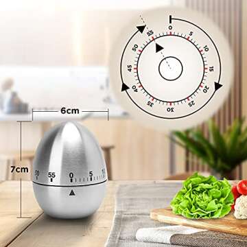 Kitchen Timer Manual, LEMEGO Stainless Steel Mechanical Rotating Visual Countdown Egg Cooking Timer Alarm for Kitchen Baking Sports Kids