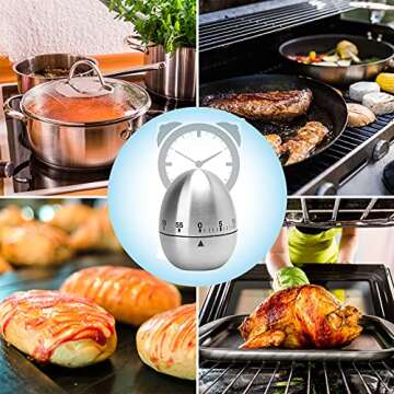 Kitchen Timer Manual, LEMEGO Stainless Steel Mechanical Rotating Visual Countdown Egg Cooking Timer Alarm for Kitchen Baking Sports Kids