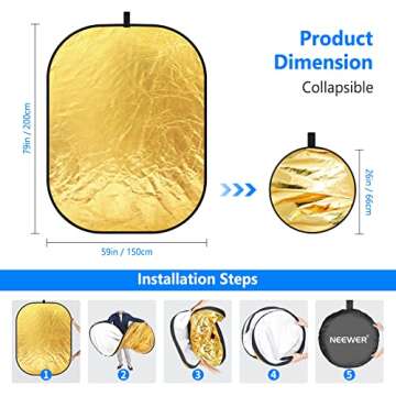 NEEWER 59"x79" Light Reflectors - 5 in 1 Photography Tool