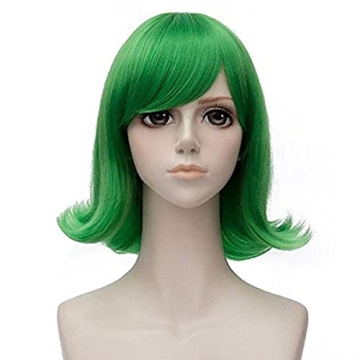 Anogol Short Green Wavy Cosplay Wig for Anime Costumes