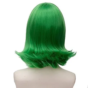 Anogol Short Green Wavy Cosplay Wig for Anime Costumes