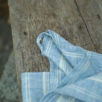 LinenMe Blue/White Linen Multi Stripe Bath Towel - Eco-Friendly Luxury