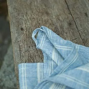 LinenMe Blue/White Linen Multi Stripe Bath Towel - Eco-Friendly Luxury