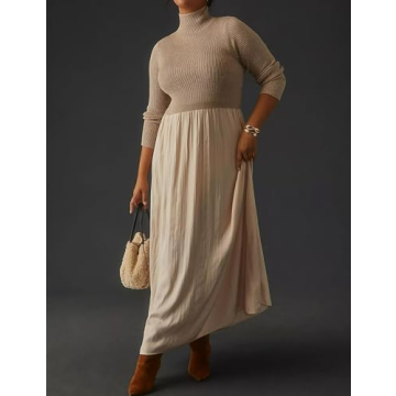 Chic Anoumcy Turtleneck Long Sweater Dress for Women