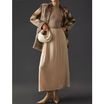 Chic Anoumcy Turtleneck Long Sweater Dress for Women