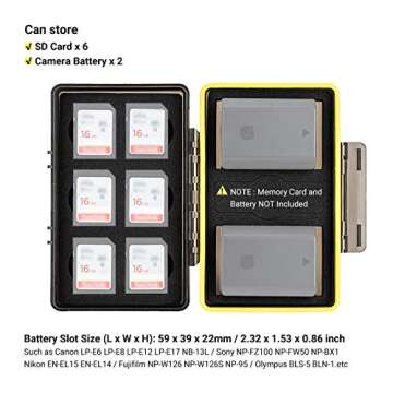 Camera Battery and SD Card Case,Water-Resistant & Shockproof,Camera Battery Holder Storage for Canon LP-E6 Nikon EN-EL15 Sony NP-FZ100 Fujifilm NP-W126S and More