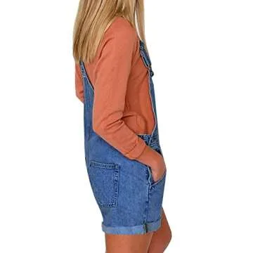 Vetinee Women's Adjustable Denim Bib Overall Shorts