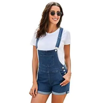 Vetinee Women's Adjustable Denim Bib Overall Shorts