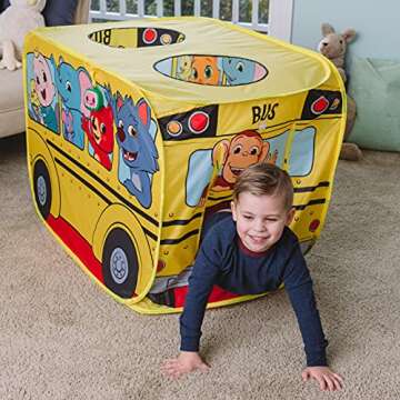 Cocomelon Musical Yellow School Bus Pop Up Tent, Foldable, Imaginative Play, 3+