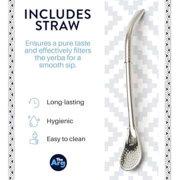 THEARG | Yerba Mate Gourd Set with Stainless Steel Straw | Handmade Leather Yerba Mate Cup and Bombilla Set from Argentina - Beach Essentials - Idea for Gifts | Travel Cup Mate