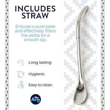 THEARG | Yerba Mate Gourd Set with Stainless Steel Straw | Handmade Leather Yerba Mate Cup and Bombilla Set from Argentina - Beach Essentials - Idea for Gifts | Travel Cup Mate