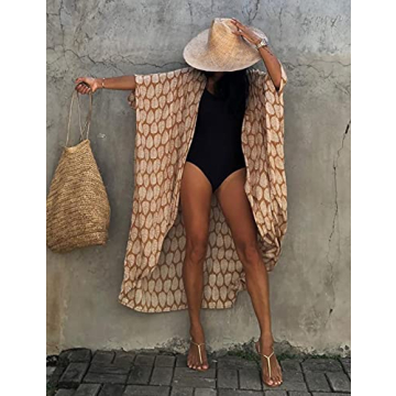 Bsubseach Stylish Leaf Print Beach Cover-Up for Women