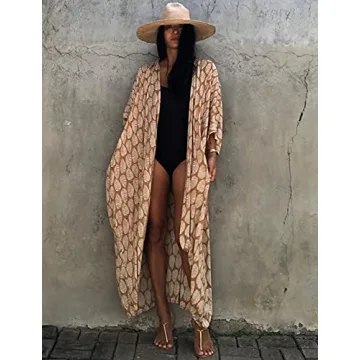 Bsubseach Stylish Leaf Print Beach Cover-Up for Women