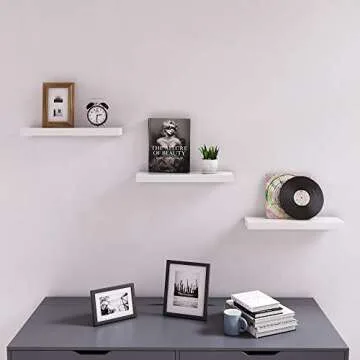 SONGMICS Floating Shelf, Wall Shelf 15.7 Inches, with Metal Bracket for Easy Installation, Display T...
