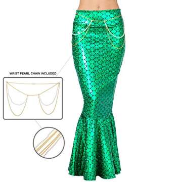 Spooktacular Creations Adult Metallic Hologram Shiny Mermaid Skirt Costume Role Play for Halloween C...