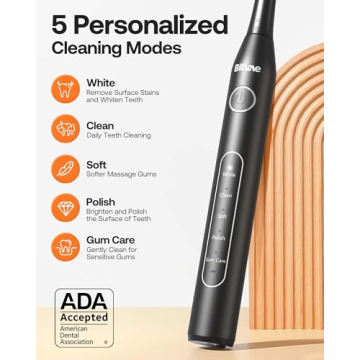 Bitvae Electric Toothbrush for Adults - 5 Modes, 8 Heads, 60-Day Life