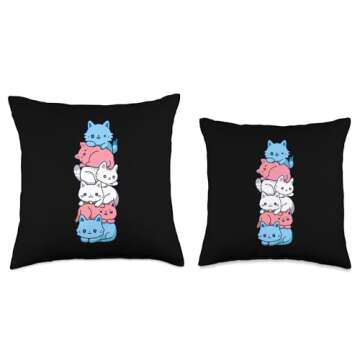 Cute Transgender Pride Cat Throw Pillow for LGBTQ+ Lovers