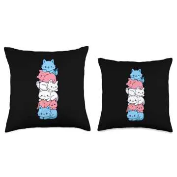 Cute Transgender Pride Cat Throw Pillow for LGBTQ+ Lovers