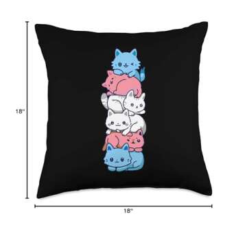 Cute Transgender Pride Cat Throw Pillow for LGBTQ+ Lovers